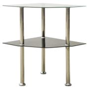 vidaXL Sidobord med 2 hyllor transparent/svart 38x38x50 cm härdat glas