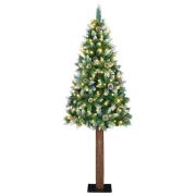 vidaXL Smal julgran med 300 LED-lampor Grön 210 cm PVC och solid furu