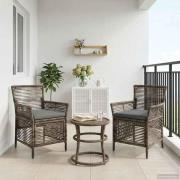 vidaXL Utomhusstol med kudde 2 pcs Grå och mörkgrå konstrotting