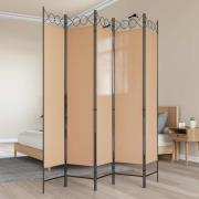 vidaXL 5-panel rumsavskiljare Beige 200 x 200 cm Tyg