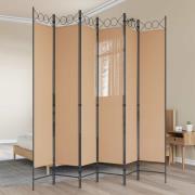 vidaXL 6-panelers rumsavdelare Beige 240 x 220 cm Tyg