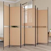 vidaXL 6-panelers rumsavdelare Beige 300 x 180 cm Tyg