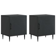 vidaXL Nattduksbord 2 pcs Svart 43 x 34,5 x 50 cm Konstruerat trä