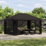 vidaXL Paviljong 4 × 3 m Antracit Polyester och Stål 190 gsm