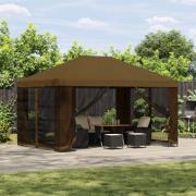 vidaXL Trädgårdsgazebo med sidoväggar 4 × 3 m Taupe Polyester och Stål