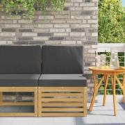 vidaXL Utomhus Mellansoffa Massivt Akaciaträ Vit