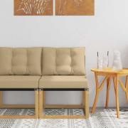 vidaXL Utomhus Mellansoffa Massivt akaciaträ och Textilene-tyg Vit