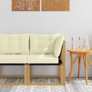 vidaXL Utehörnsoffa Massivt akaciaträ och Textilene-tyg Vit