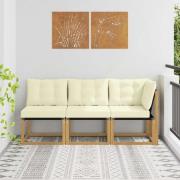 vidaXL Modulsoffa utomhus mitt och hörn med kudde 3 Stycke Vit