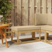 vidaXL Utomhuspall med kudde Vit 80 x 43 x 45 cm Massivt Akaciaträ