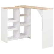 vidaXL Barbord med flyttbar hylla vit 138x39x110 cm