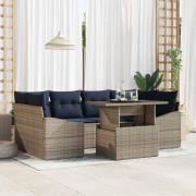 vidaXL Trädgårdsoffset med lagring 7 pcs Grå Poly rattan