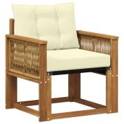 vidaXL Utomhus Mellansoffa Massivt Akaciaträ och Textilene Naturlig