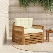 vidaXL Utomhussoffa Massivt Akaciaträ Naturlig och Grädde