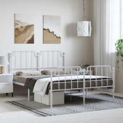 vidaXL Sängram med huvudgavel och fotgavel vit metall 150x200 cm