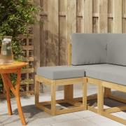 vidaXL Utomhuspall med kudde Vit 43 x 43 x 45 cm Massivt Akaciaträ