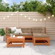 vidaXL Trädgård loungemöbler 5 pcs VaxBrun Massivt furu