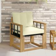 vidaXL Utomhussoffa Massivt Akaciaträ och Textilene Vit