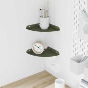 vidaXL Flytande hylla med hylla 2 pcs Olivgrön 18 x 18 x 2 cm