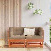 vidaXL 2 Stycke Trädgårdshörnssoffa Massivt furu VaxBrun