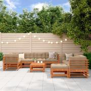 vidaXL Trädgård loungemöbler 10 pcs Vaxad brun Massiv furu