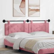 vidaXL Hängande sänggavel Med LED-lampa Rosa Sammet