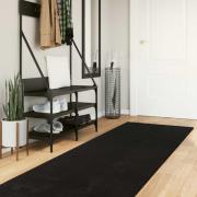 vidaXL Mellanhög mjuk och tvättbar matta HUARTE Svart 750 x 80 cm