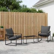 vidaXL Trädgårdsoffset 3 pcs Svart och Anthracit Stål