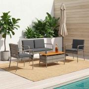 vidaXL Trädgårdset med kudde stål