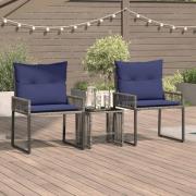 vidaXL Utemöbelset med kudde 7 pcs Grå och Marinblå konstrotting