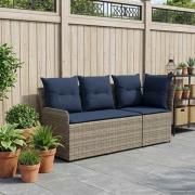 vidaXL Trädgårds armsoffa med hörnsoffa 2 Stycke Grå och Marinblå