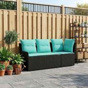 vidaXL Trädgårds armsoffa med hörnsoffa 2 Stycke Svart och turkos