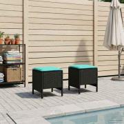 vidaXL Trädgårdspall 2 Stycke Svart och turkos 38 x 38 x 45 cm