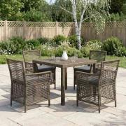 vidaXL Utomhusstol med kudde 4 pcs Grå och mörkgrå konstrotting