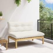 vidaXL Mellansoffa Ljust akaciet och krämig vit 120 x 80 x 82 cm