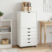 vidaXL Rullande skåp med hjul Vit 53 x 39 x 103 cm Massiv furu