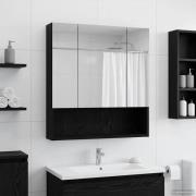 vidaXL Badrumsspegelskåp Svart Ek 60 x 14.5 x 70 cm Konstruerat trä