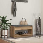 vidaXL Hallbänk Artisan Ek 83 x 38 x 45 cm Konstruerat Trä och Tyg