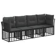 vidaXL Utomhussoffset med kudde 4 pcs Svart Polyester