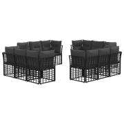 vidaXL Utomhussoffset med kudde 12 pcs Svart Polyester