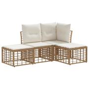 vidaXL Utomhussoffset med kudde 4 pcs Naturlig Polyester