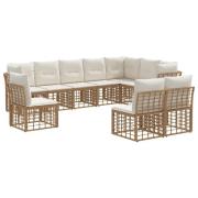 vidaXL Utomhussoffset med kudde 7 pcs Naturlig Polyester