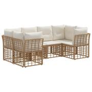 vidaXL Utomhussoffset med kudde 6 pcs Naturlig Polyester