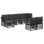 vidaXL Utomhussoffset med kudde 9 pcs Svart och Mörkgrå Polyester