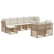 vidaXL Utomhussoffset med kudde 6 pcs Naturlig och Creamvit Polyester