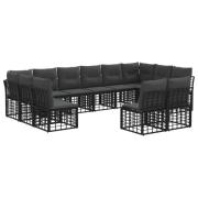 vidaXL Utomhussoffset med kudde 6 pcs Svart och Mörkgrå Polyester