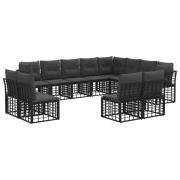 vidaXL Utomhussoffset med kudde 12 pcs Svart och Mörkgrå Polyester