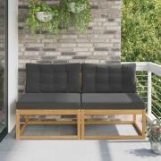 vidaXL 2 Stycke Utomhus Mellansoffa Polyester Vit