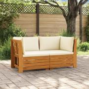 vidaXL Utomhussoffset med kudde 2 Stycke Brun Massivt Akaciaträ