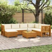 vidaXL Utomhussoffset med kudde 8 Stycke Brun Massivt Akaciaträ